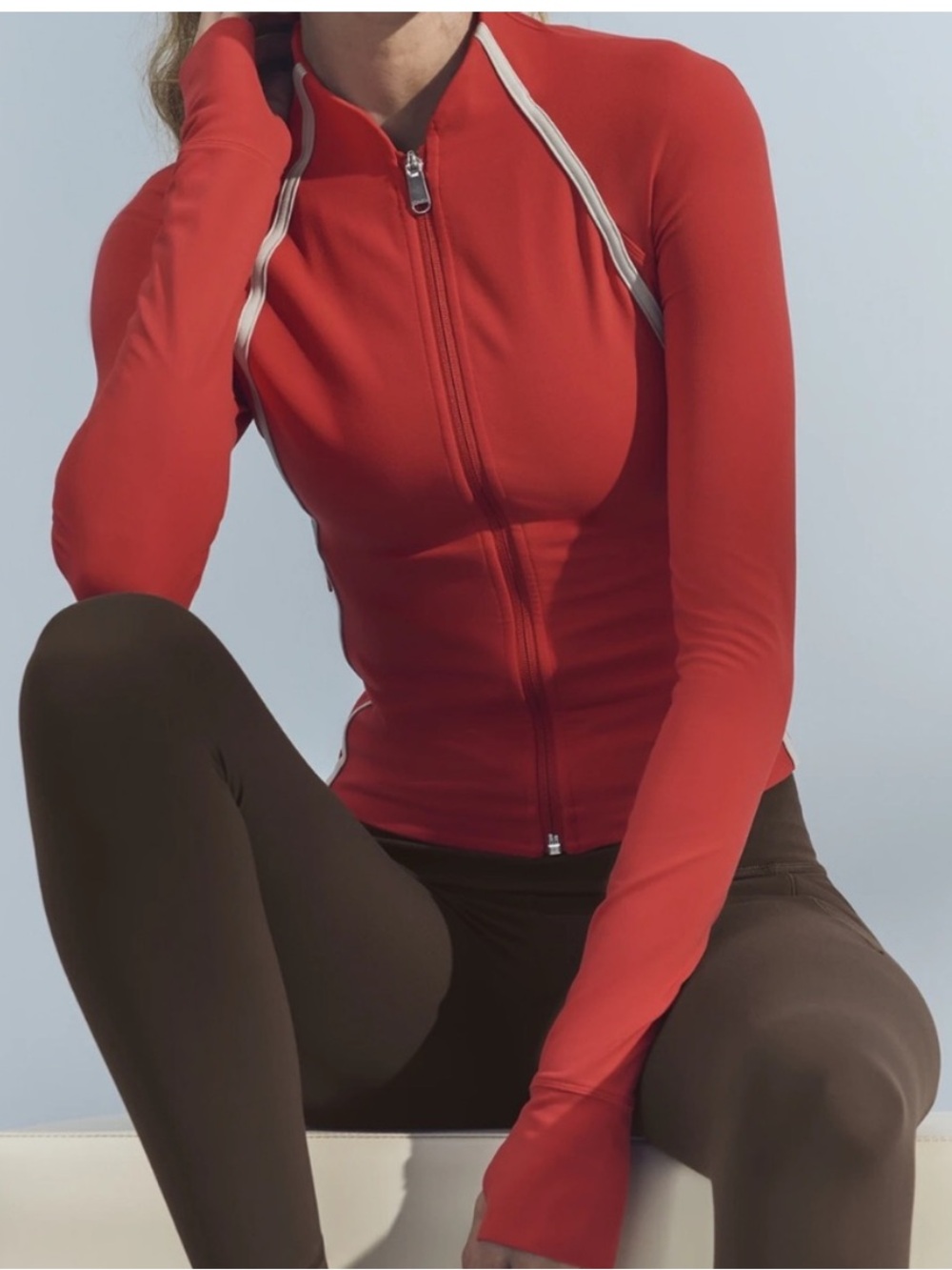 Athleta Salutation Crop Jacket
Size M Like New Red